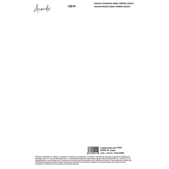 Perfume Sticks Acorde VERBENA DRIZZLE 500 ml (6 Units) - Почистване Прахосмукачки И Гладене<<<Дом