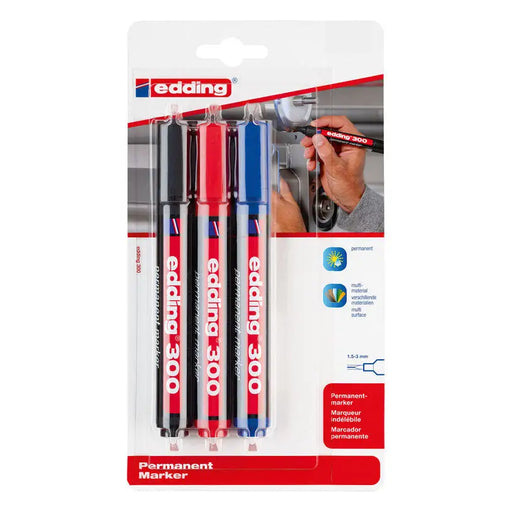 PERMANENT MARKER RED 3 COLORS EDDING - Маркери креди и други<<<Ръчни инструменти<<<Инструменти и