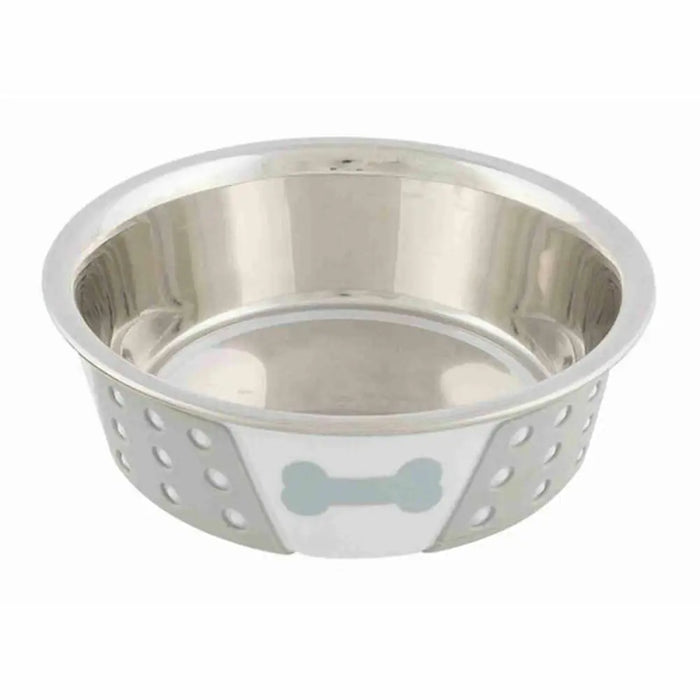 Pet feeding dish Trixie White Grey Silicone Stainless steel 400 ml 0,4 l - Купички за храна и вода<<<Домашни