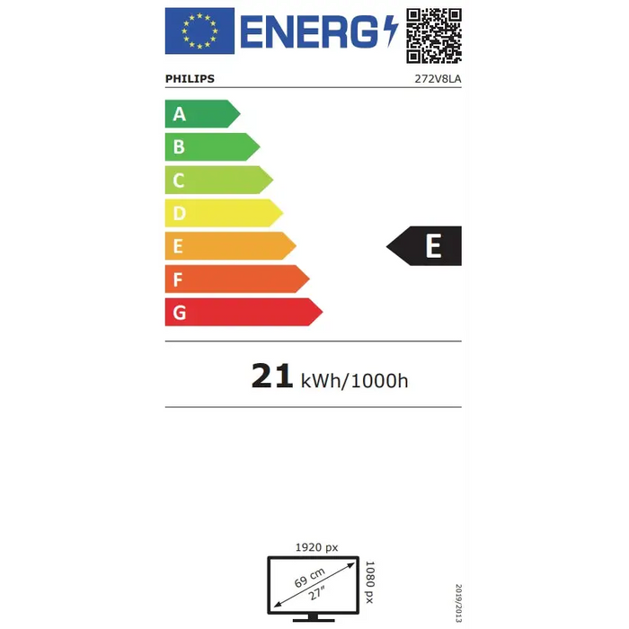 Philips 272V8LA 27’’ VA WLED 1920x1080@75Hz 4ms GtG 250cd m/2 3000:1 Mega Infinity DCR Adaptive Sync FlickerFree Low
