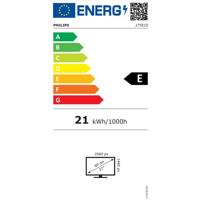 Philips E Line 275E1S/00 LED display 68.6 cm (27’’) 2560 x 1440 pixels Quad HD Black