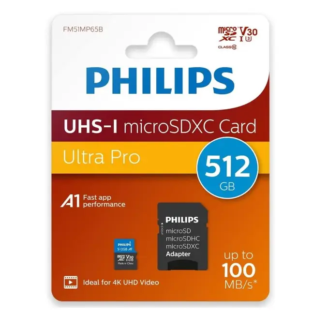 Philips micro SDXC 512GB Class 10 UHS-I U3 - Карти памет<<<Памети<<<MediaTrade