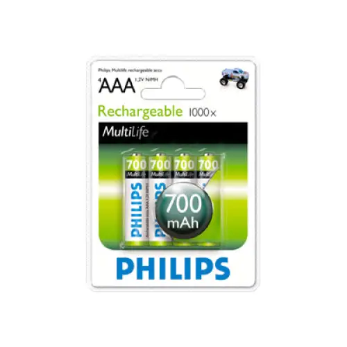 PHILIPS Rechargeable battery AAA 700mA 4pcs - Батерии и зарядни устройства<<<Офис консумативи<<<Офис оборудване<<<ALSO