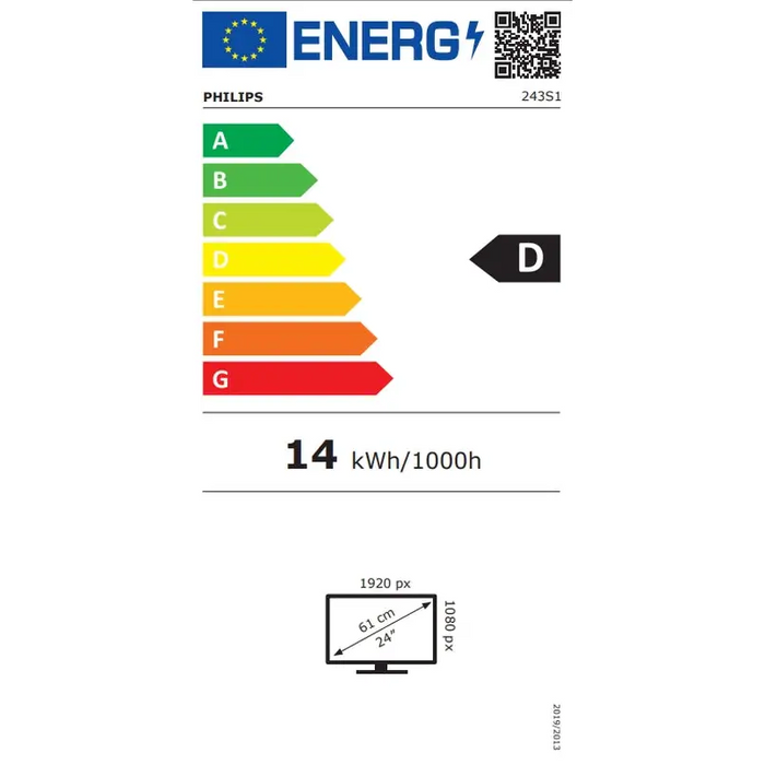 Philips S Line 243S1/00 computer monitor 60.5 cm (23.8’’) 1920 x 1080 pixels Full HD LCD Black