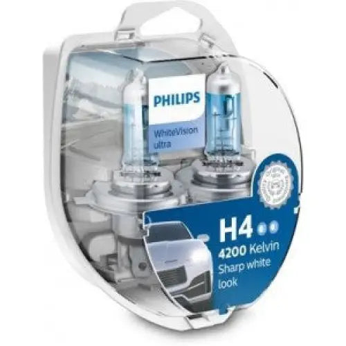 PHILIPS WHITEVISON ULTRA H4 5000K 55W/60W 12V CARTON BOX X2 PCS - АВТОАКСЕСОАРИ<<<MaxCar