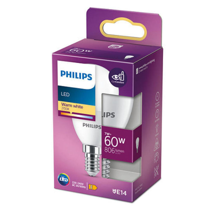 LED BULB E14 7W 806LM 2700K PHILIPS SPHERE P48
