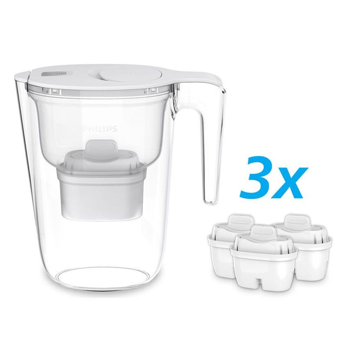 FILTERING JUG FOR 2.6L WATER WITH TIMER + 3 pcs. FILTER AWP2933WHT PHILIPS - WHITE