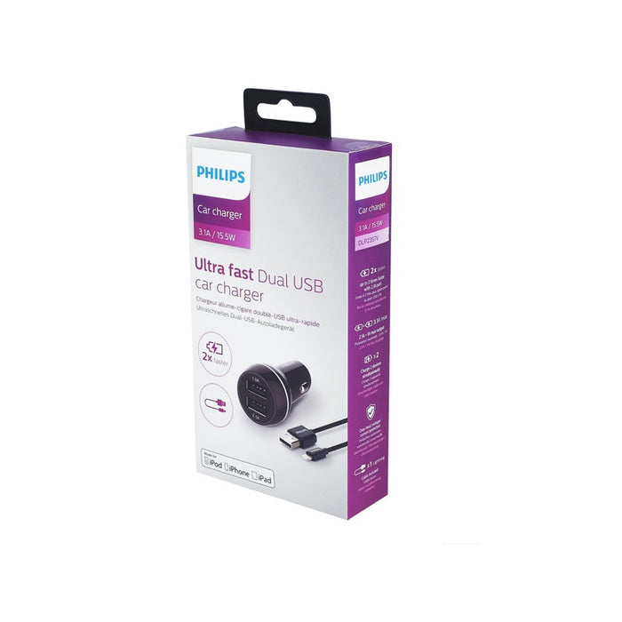 CAR CHARGER DLP2357V 2xUSB+Lightin CABLE PHILIPS