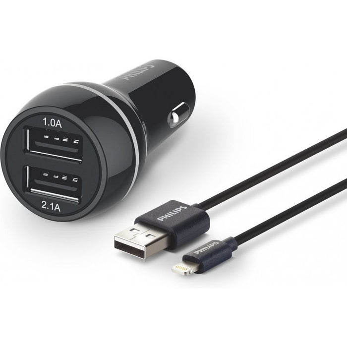 CAR CHARGER DLP2357V 2xUSB+Lightin CABLE PHILIPS