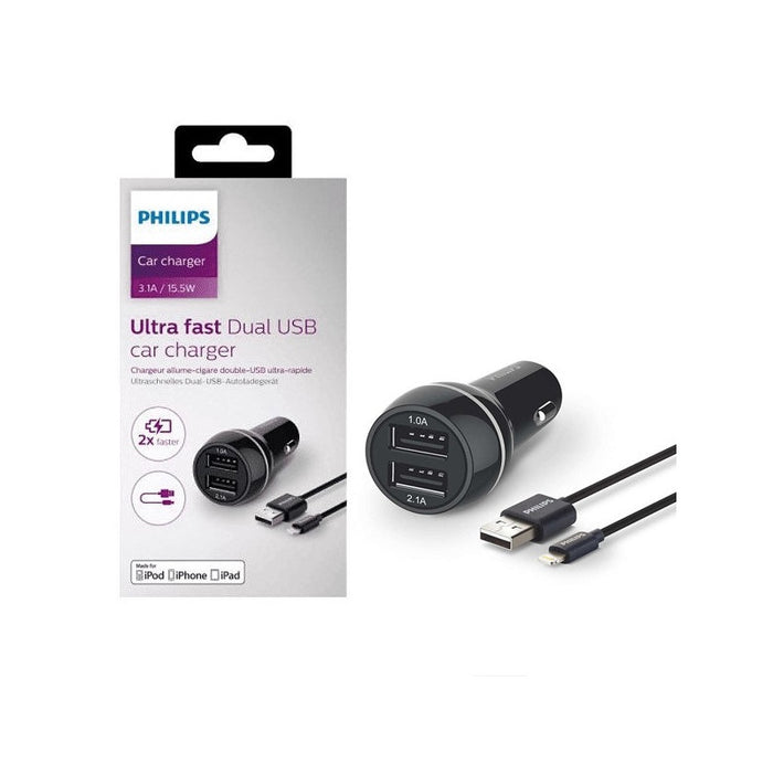 CAR CHARGER DLP2357V 2xUSB+Lightin CABLE PHILIPS