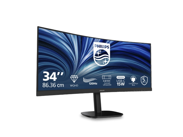 Philips 34B2N3500C, 34" Curved 1500R, VA, WLED, 3440x1440@120Hz, 4ms GtG, 350cd m/2, 3500:1, 50M:1 DCR, Adaptive Sync, FlickerFree, SoftBlue, 5Wx2, Tilt, Height Adjust, Swivel, 2xHDMI, DP, USB hub