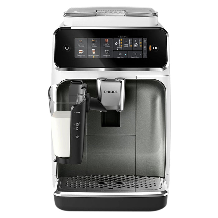 Coffee machine PHILIPS LatteGO EP3343/70 SilentBrew technology 1800.00 ml, AUTOMATIC CAPPUCCINO SYSTEM, 15.00 bar, GROUND COFFEE OPTION, WHITE