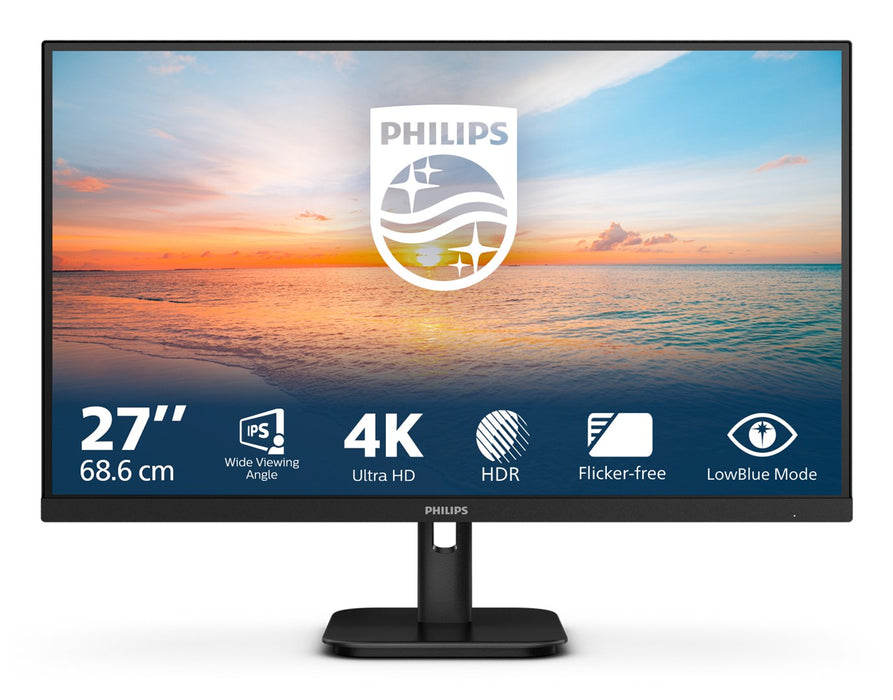 Philips 27E1N1800A, 27" IPS WLED, 3840x2160@60Hz, 4ms GtG, 350cd m/2, 1000:1, Mega Infinity DCR, Adaptive Sync, FlickerFree, Blue Light Soft, 2Wx2, Tilt, 2xHDMI, DP