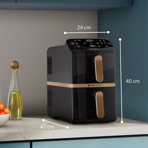Airfryer PHILIPS NA462/70 Airfryer 4000 Series, 10 l, double basket