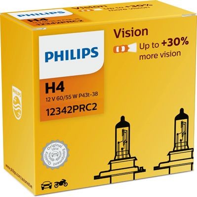 PHILIPS VISION H4 3200K 55W/60W 12V CARTON BOX X2 PCS