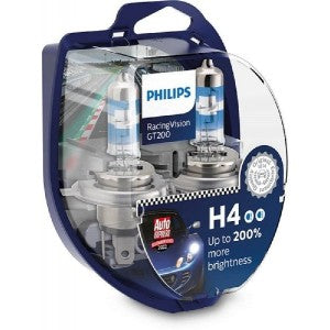 PHILIPS RACINGVISION GT200 H4 3200K 55W/60W 12V CARTON BOX X2 PCS