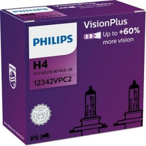PHILIPS VISONPLUS PLUS 60% H4 3600K 55W/60W 12V CARTON BOX X2 PCS