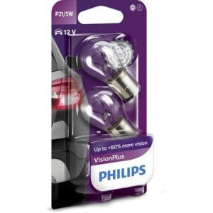PHILIPS VISIONPLUS PLUS 60% P21/5W 3400K 5W/21W 12V CARTON BLISTER X2 PCS