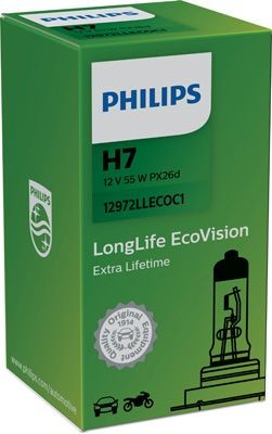 PHILIPS LONGLIFE ECOVISION H7 3200K 55W 12V CARTON BOX 1 PCS