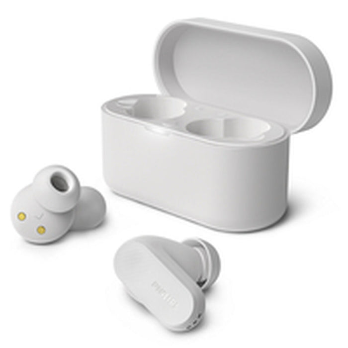 PHILIPS True Wireless Earbuds IPX4 Make calls using a single earbud Up to 24 hours play time white