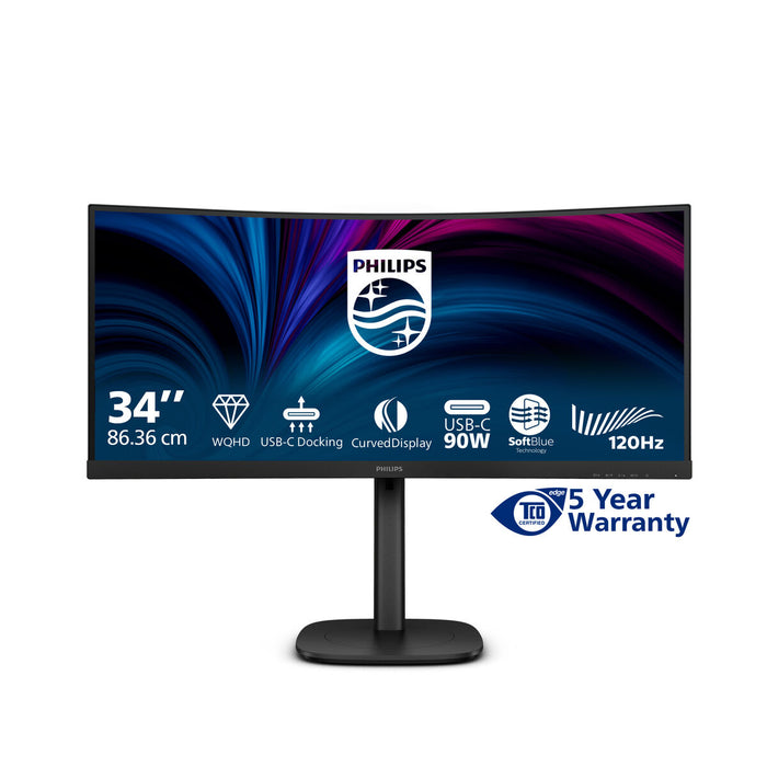 Philips 34B2U3600C, 34" Curved 1500R, VA, WLED, 3440x1440@120Hz, 4ms GtG, 300cd m/2, 3500:1, 50M:1 DCR, Adaptive Sync, FlickerFree, SoftBlue, 5Wx2, Tilt, Height Adjust, Swivel, HDMI, DP, USB hub