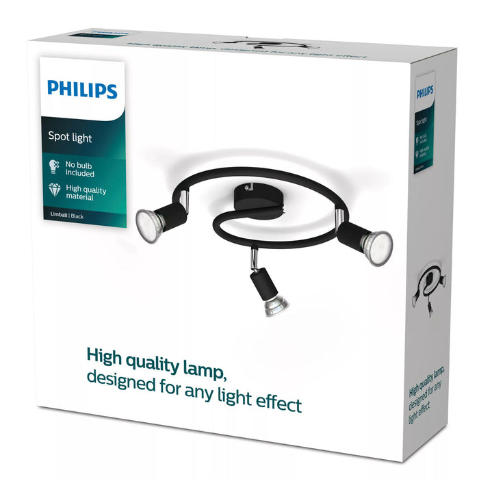 Spotlight Philips limbali Black GU10 (3 Units)