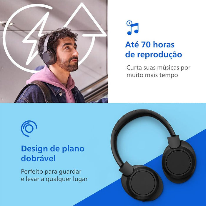 PHILIPS Wireless On Ear Headphone with mic 40mm noise canceling Pro drivers/closed-back black