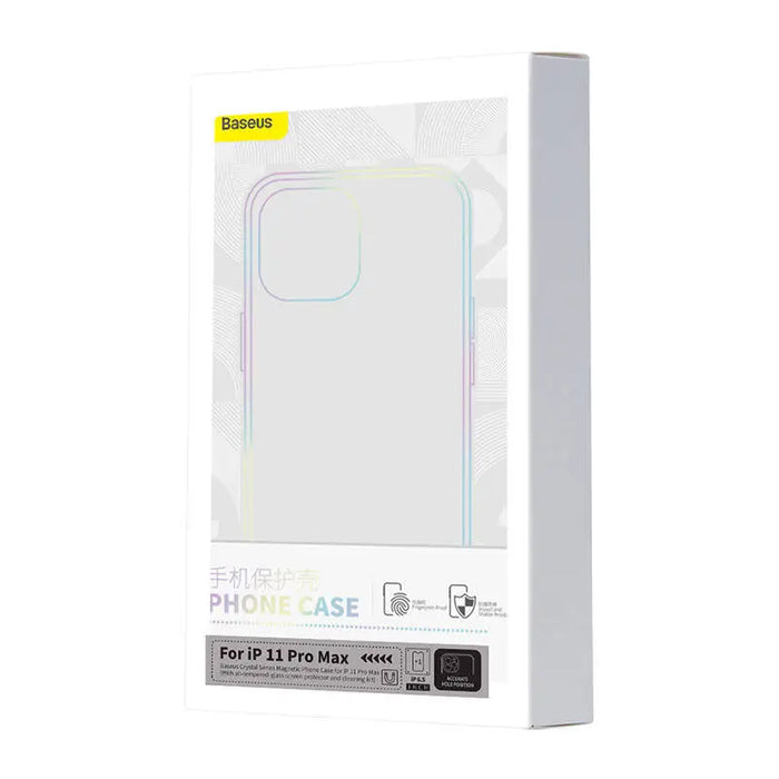 Phone case Baseus Magnetic Crystal Clear for iPhone 11 Pro Max (transparent) with all-tempered-glass screen protector