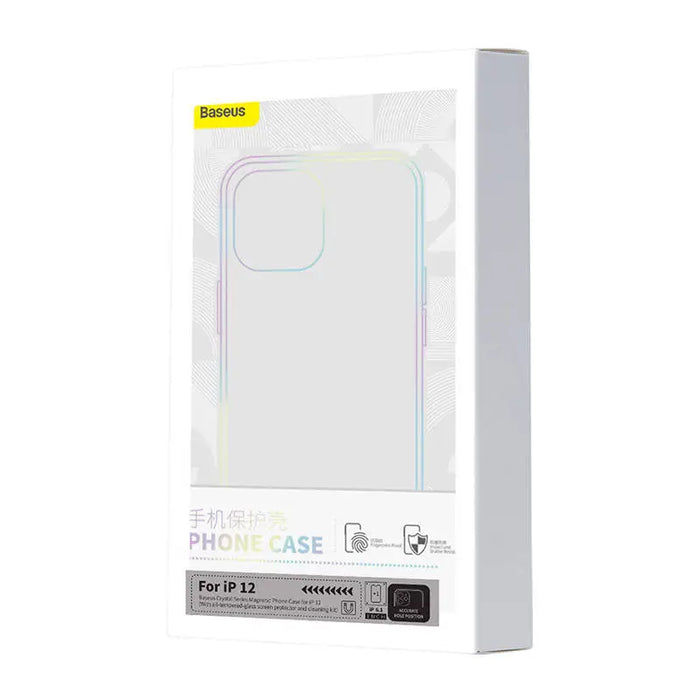 Phone case Baseus Magnetic Crystal Clear for iPhone 12 (transparent) with all-tempered-glass screen protector