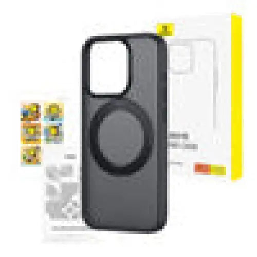 Phone Case Baseus SkyRing Magnetic with Stand for iP 15 Pro + tempered-glass and cleaning kit (black) - Protective