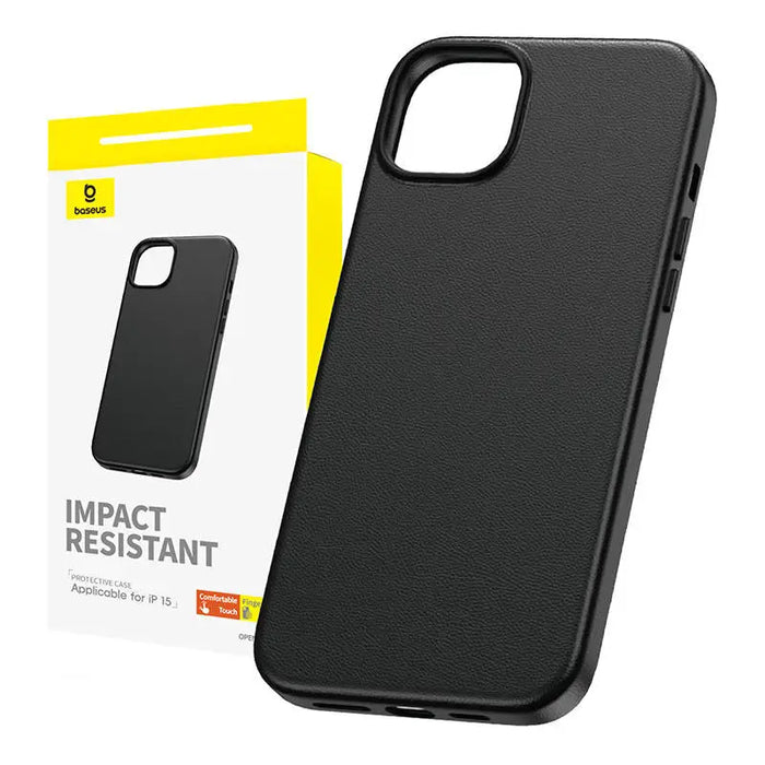 Phone Case for iPhone 15 Baseus Fauxther Series (Black) - Protective cases for smartphones<<<Cases<<<GSM