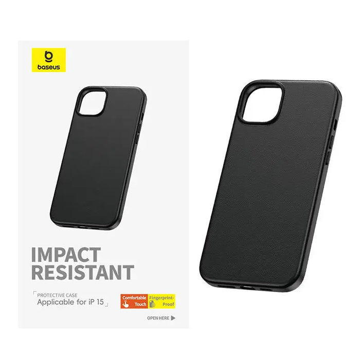 Phone Case for iPhone 15 Baseus Fauxther Series (Black) - Protective cases for smartphones<<<Cases<<<GSM