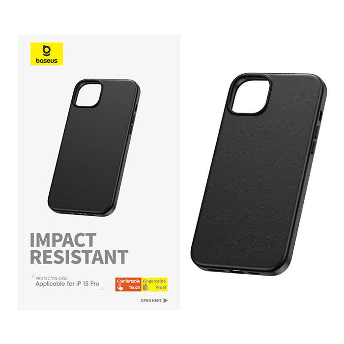 Phone Case for iPhone 15 Pro Baseus Fauxther Series (Black) - Protective cases for smartphones<<<Cases<<<GSM