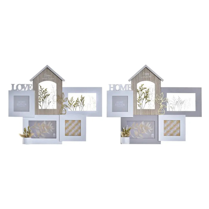 Photo frame DKD Home Decor Love Home Wood Flower Natural (46 x 3 x 39 cm) (2 Units) - Декорация и Осветление<<<Дом
