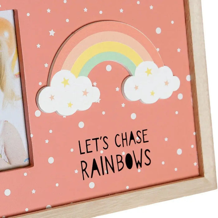 Photo frame DKD Home Decor Rainbow Pink White Children’s MDF Wood (25 x 1 x 16 cm) (2 Units) - Декорация и