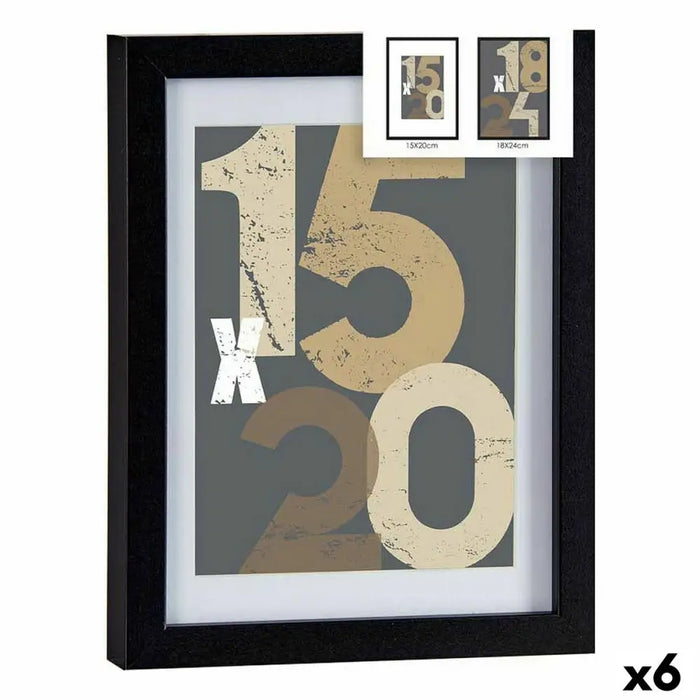 Photo frame Gift Decor Black Glass MDF Wood 18 x 24 cm (6 Units) - Декорация и Осветление<<<Дом