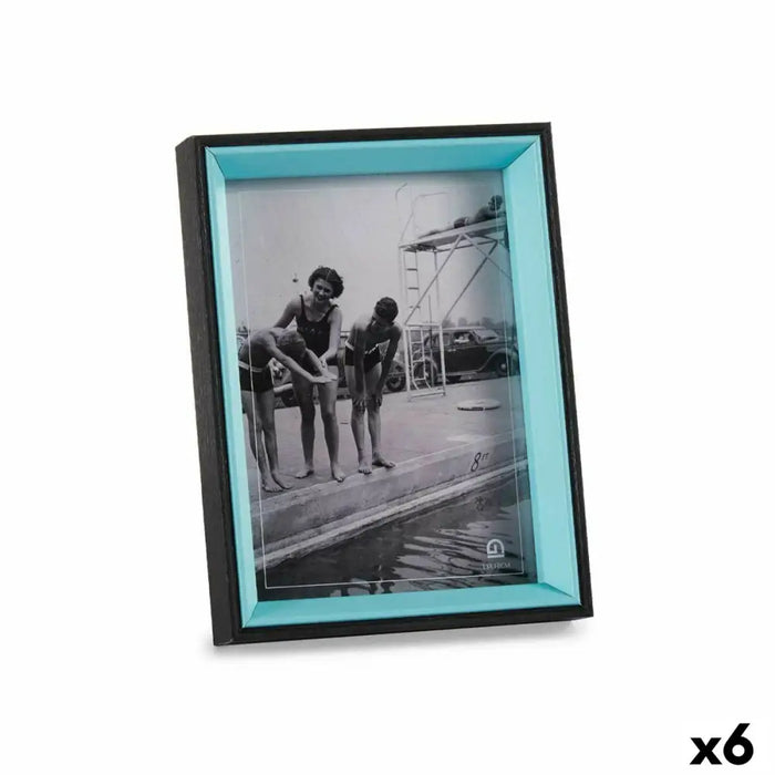 Photo frame Gift Decor Blue Black Crystal MDF Wood (6 Units) - Декорация и Осветление<<<Дом Градина<<<BigBuy&&&Рамки за