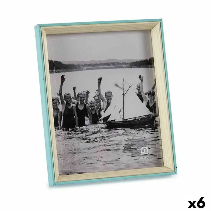 Photo frame Gift Decor Blue White Crystal MDF Wood (6 Units) - Декорация и Осветление<<<Дом Градина<<<BigBuy&&&Рамки за