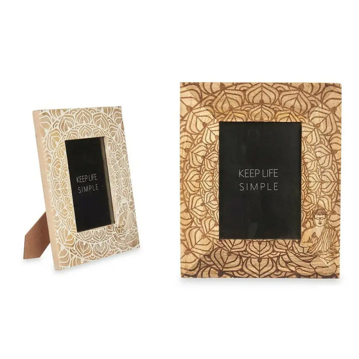 Photo frame Gift Decor White Brown Mango wood Buddha (6 Units) - Декорация и Осветление<<<Дом Градина<<<BigBuy&&&Рамки