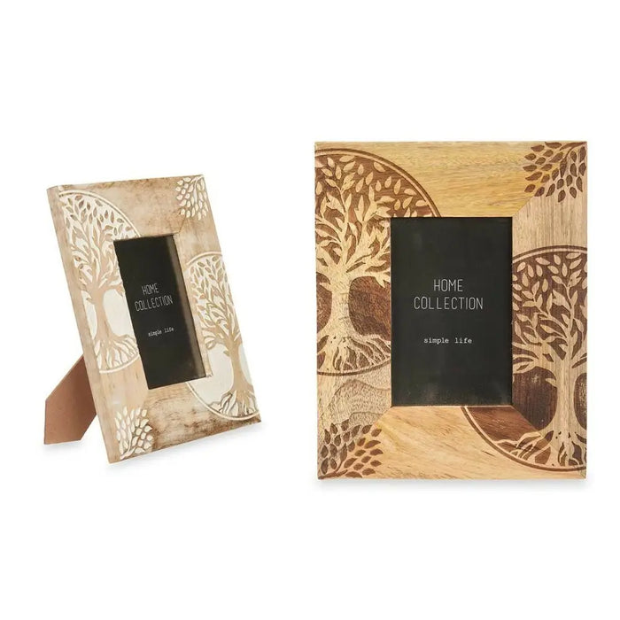 Photo frame Gift Decor White Brown Mango wood Tree of Life (6 Units) - Декорация и Осветление<<<Дом