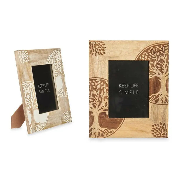Photo frame Gift Decor White Brown Mango wood Tree of Life (6 Units) - Декорация и Осветление<<<Дом