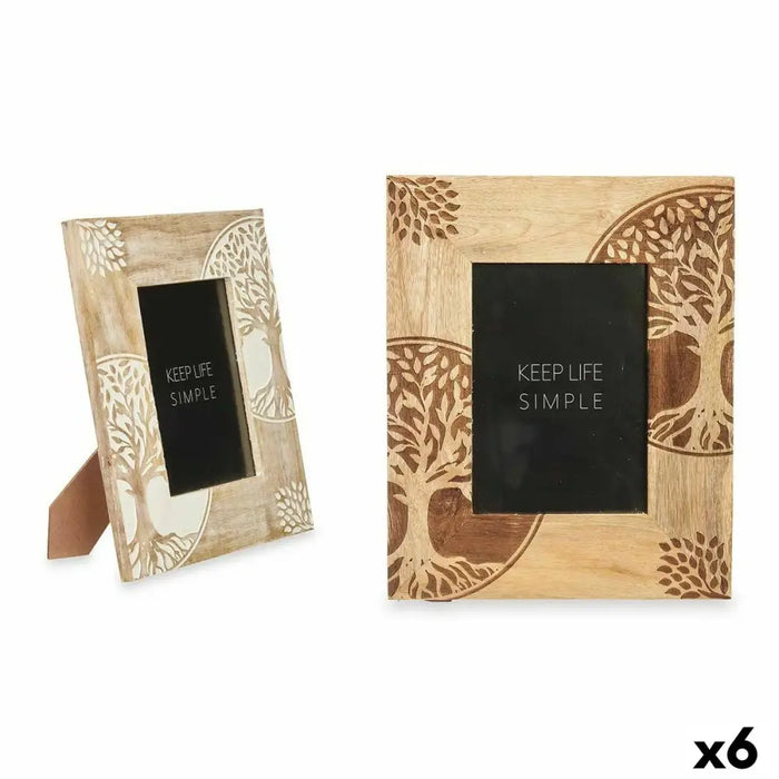 Photo frame Gift Decor White Brown Mango wood Tree of Life (6 Units) - Декорация и Осветление<<<Дом