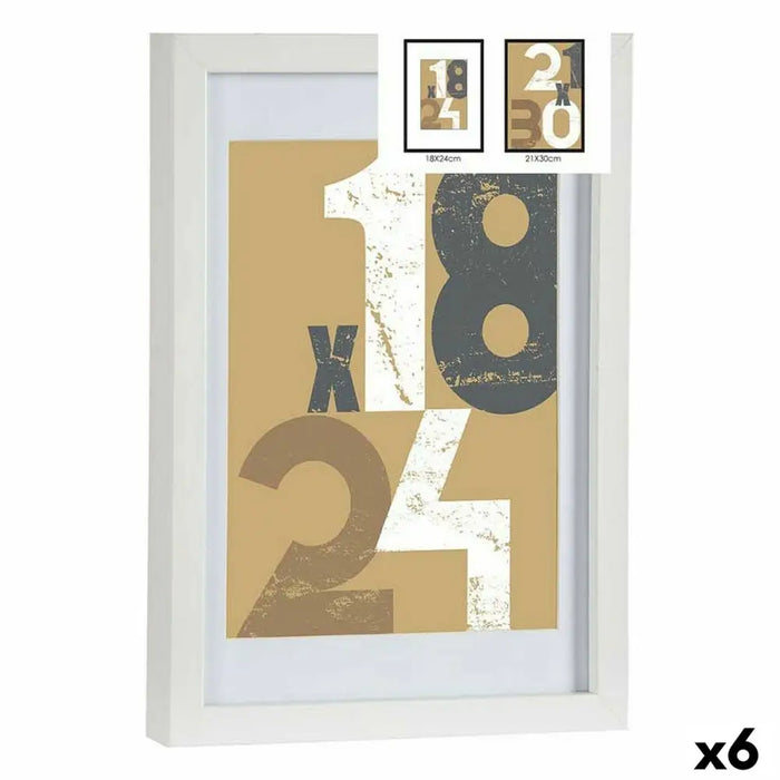 Photo frame Gift Decor White Glass MDF Wood (6 Units) - Декорация и Осветление<<<Дом Градина<<<BigBuy&&&Рамки за