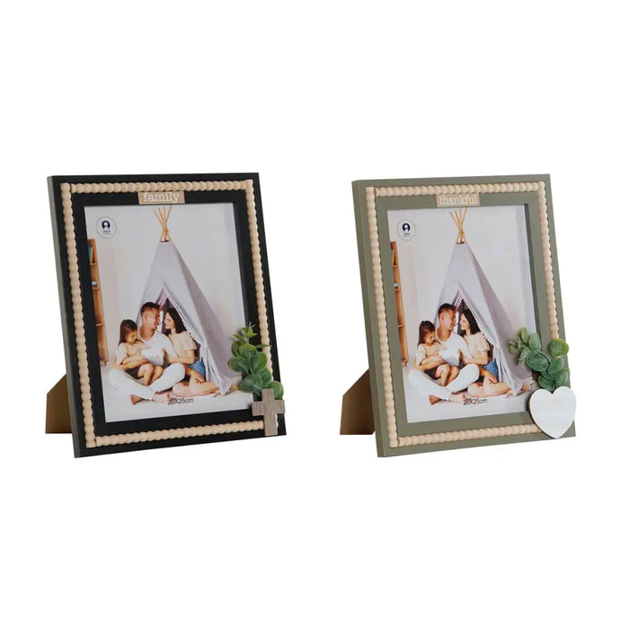 Photo frame Home ESPRIT Black Green Natural Crystal MDF Wood Scandinavian 26,5 x 2 x 31,5 cm (2 Units) - Декорация и