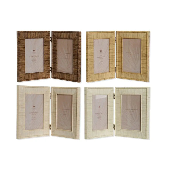 Photo frame Home ESPRIT Brown Beige Natural Ivory Crystal polystyrene Scandinavian 31 X 2 X 21 cm (4 Units) - Декорация