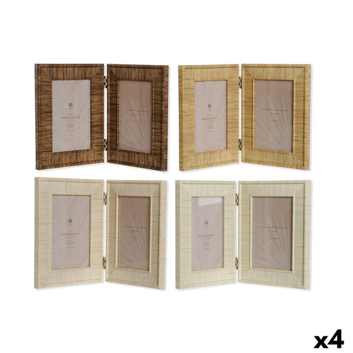 Photo frame Home ESPRIT Brown Beige Natural Ivory Crystal polystyrene Scandinavian 31 X 2 X 21 cm (4 Units) - Декорация
