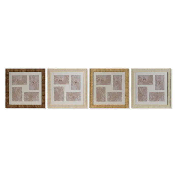 Photo frame Home ESPRIT Brown Beige Natural Ivory Crystal polystyrene Scandinavian 38 x 2 x 38 cm (4 Units) - Декорация