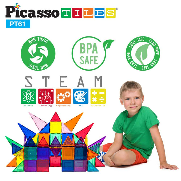 Magnetic constructor Picasso Tiles STEAM - 61 pieces