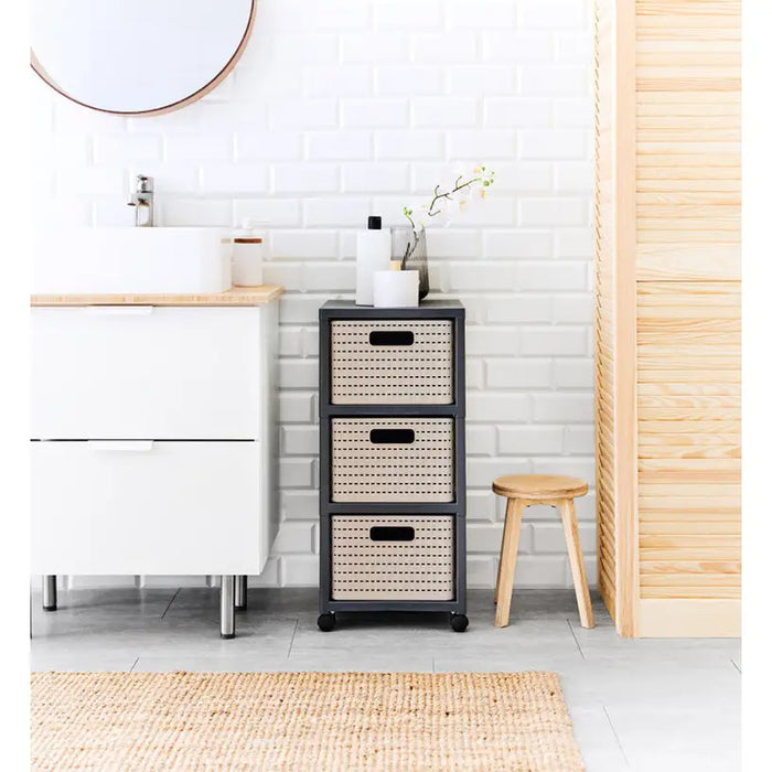 PLASTIC CABINET 3 LEVELS COUNTRY CAPPUCCINO ROTHO - Шкафове стелажи и гардероби<<<Домашни