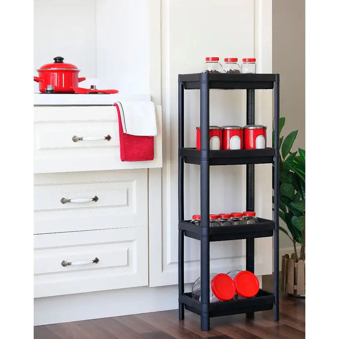 PLASTIC SHELF 4 LEVELS ANTHRACITE EMIR - Шкафове стелажи и гардероби<<<Домашни потреби<<<Кухня<<<Praktiker